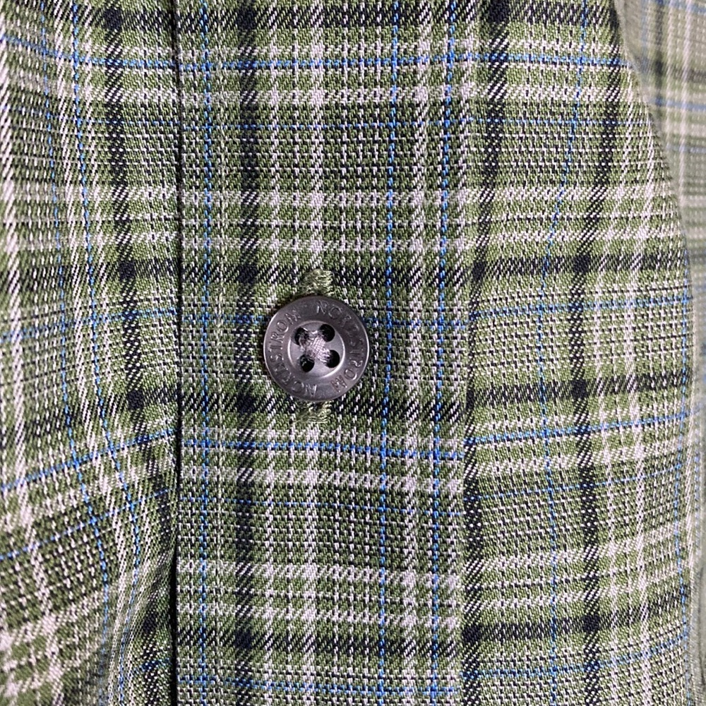 Nordstrom Mens Formal Button Down Plaid Green Dress Shirt - Picture 6 of 14